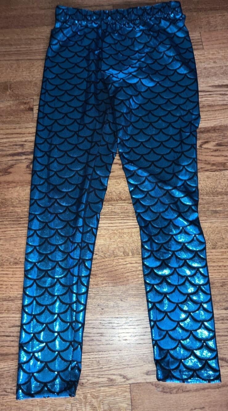 Mermaid Leggings Girls Halloween Costume. Shiny Metallic. EUC!